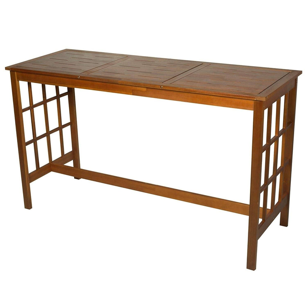 Brown 7 Piece Acacia Wood Bar Height Dining Set E1724