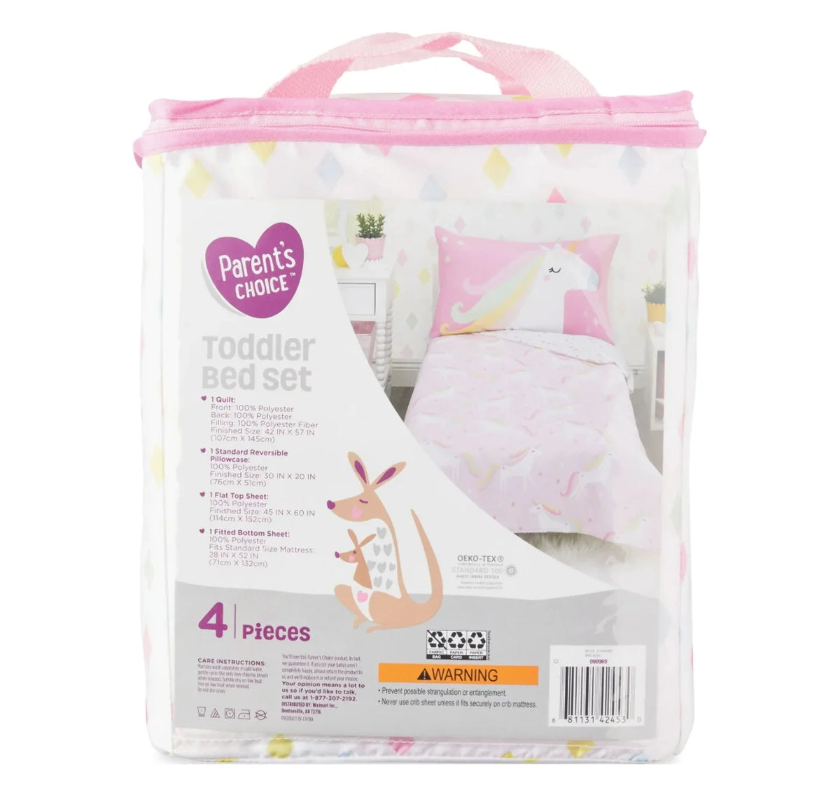 Pink 4-Piece Toddler Bedding Set N7664