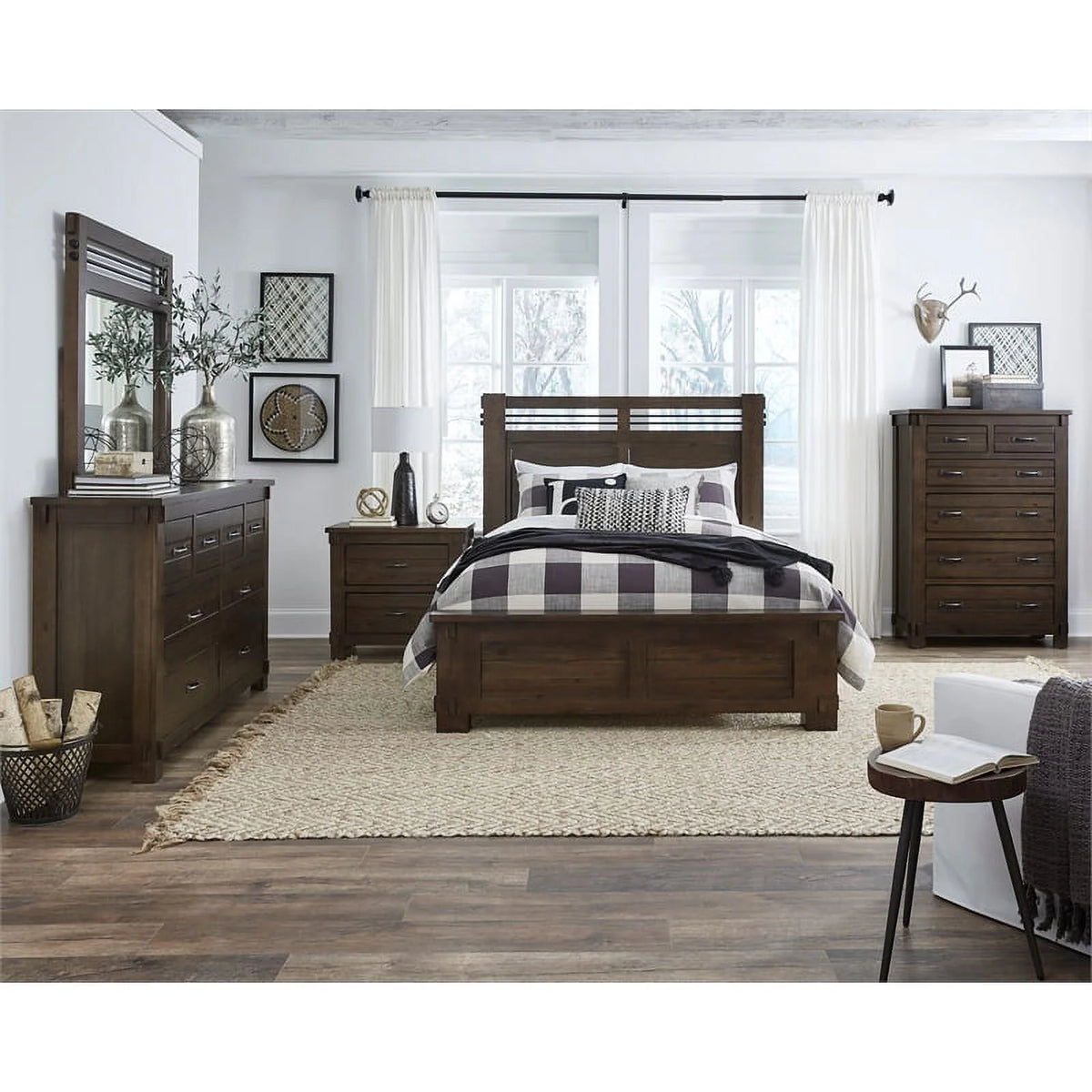 Wood Drawer Dresser & Mirror M269