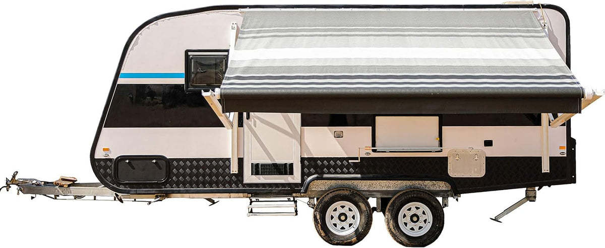 Motorized 21 x 8 Ft Gray Fade Retractable RV Awning I5984