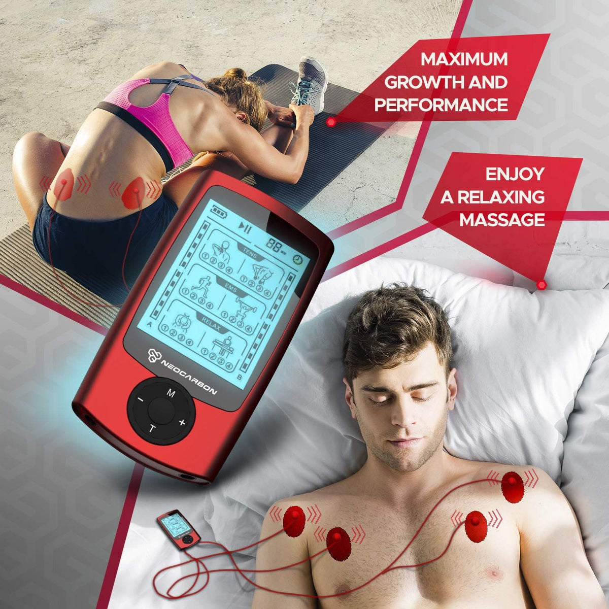 TENS EMS Muscle Stimulator with 16 Electrode Pads G884508