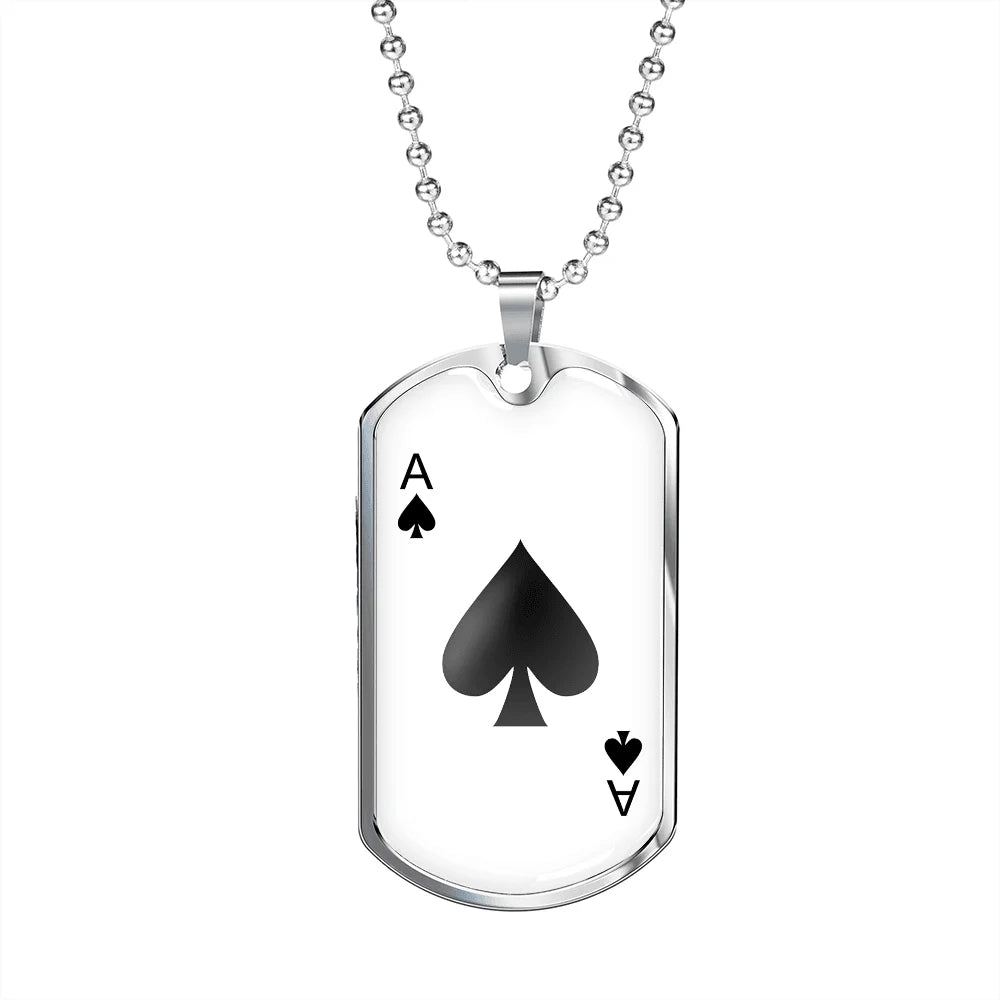 White Stainless Steel or 18k Gold Dog Tag Necklace I287478
