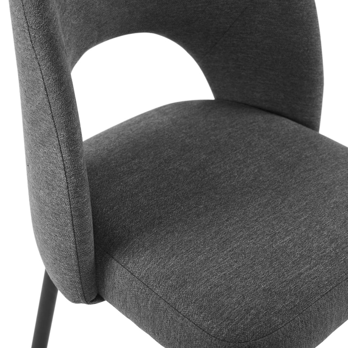 Black Charcoal Upholstered Fabric Dining Side Chair Set of 2 L89932