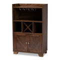 Walnut Brown Finished Wood Wine Storage Cabinet P361979
