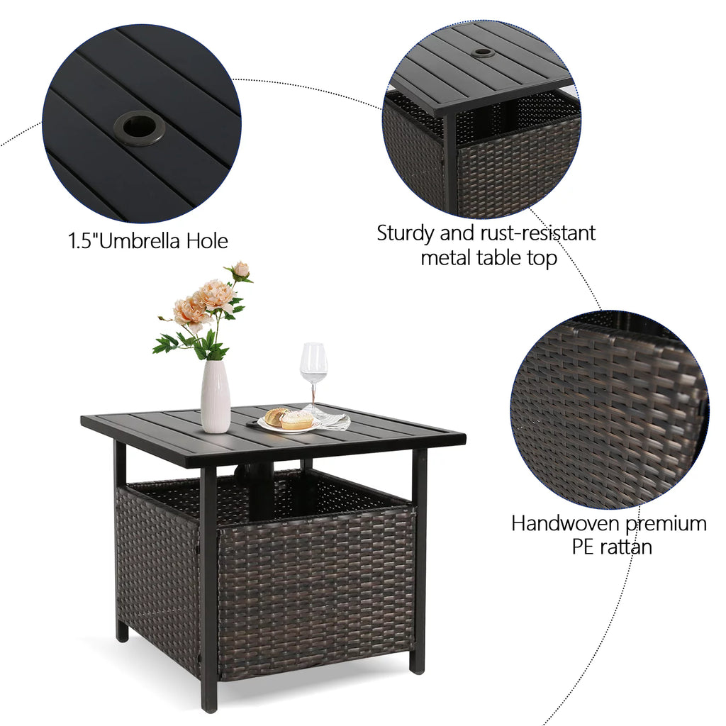 PE Wicker Umbrella Side Table Stand C226