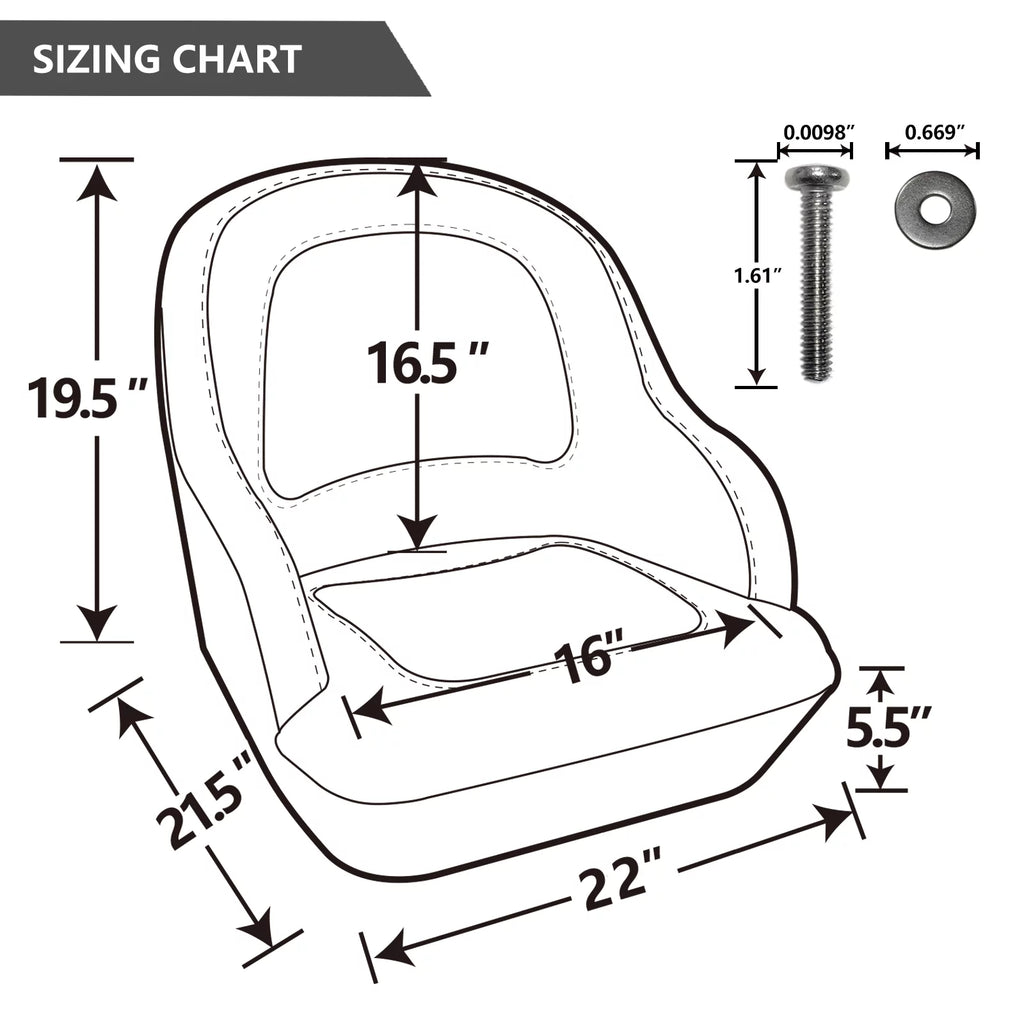 White Pontoon Boat Bucket Seat with Cover O7817