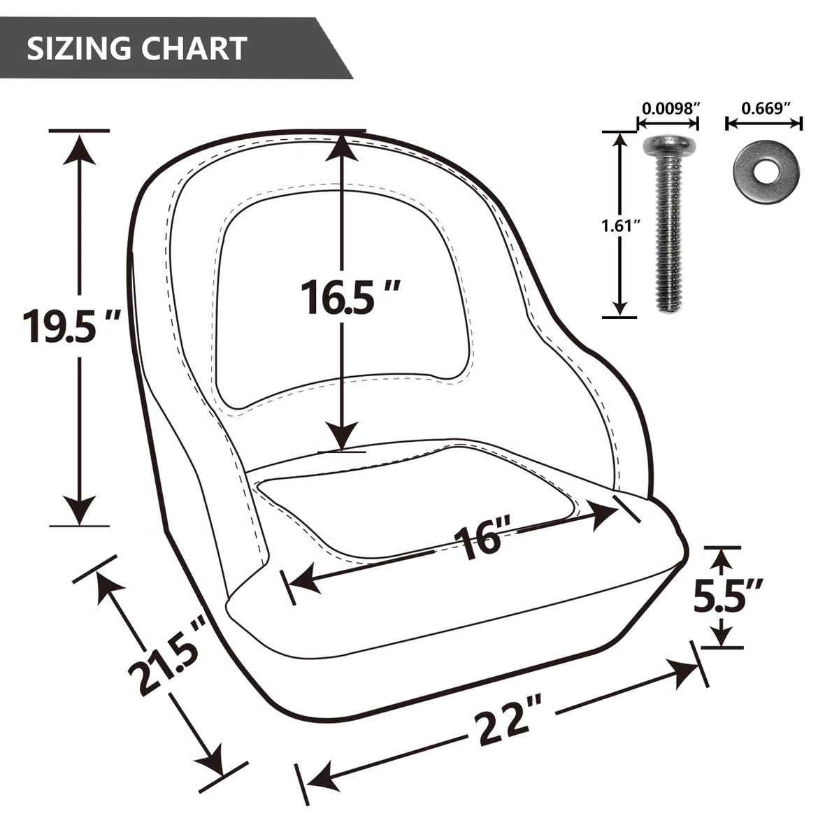 White Pontoon Boat Bucket Seat with Cover O7817