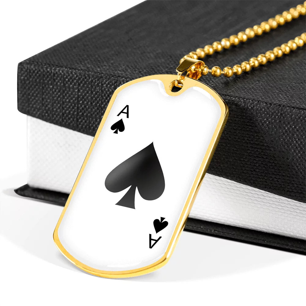 White Stainless Steel or 18k Gold Dog Tag Necklace I287478