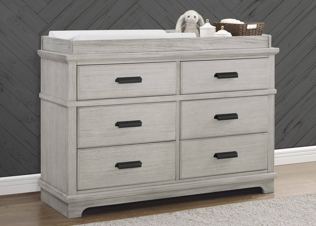 6 Drawer Dresser with Changing Top Rustic Grey D484349