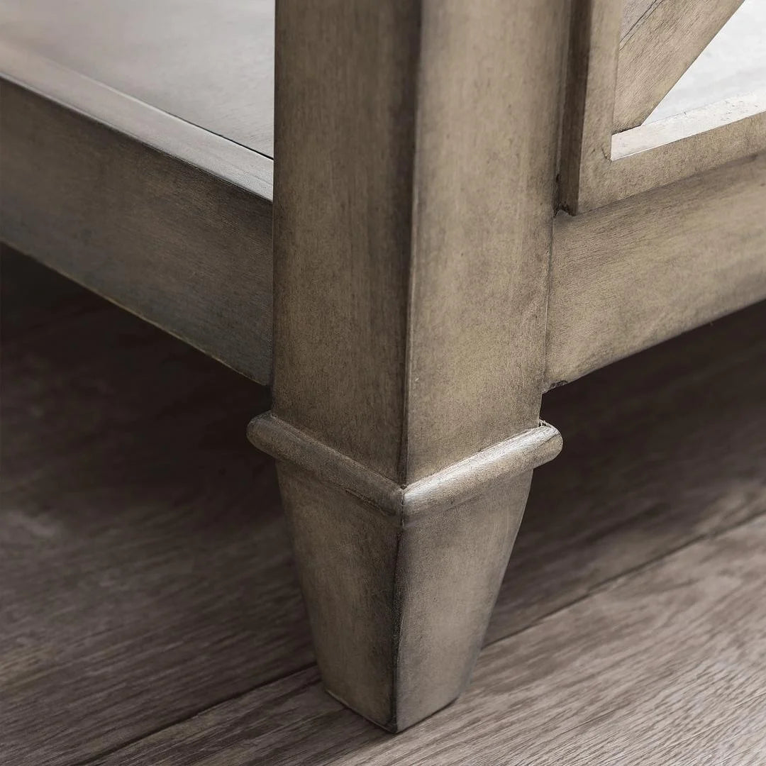 Solid Wood and Tempered Glass Top End Table N8997