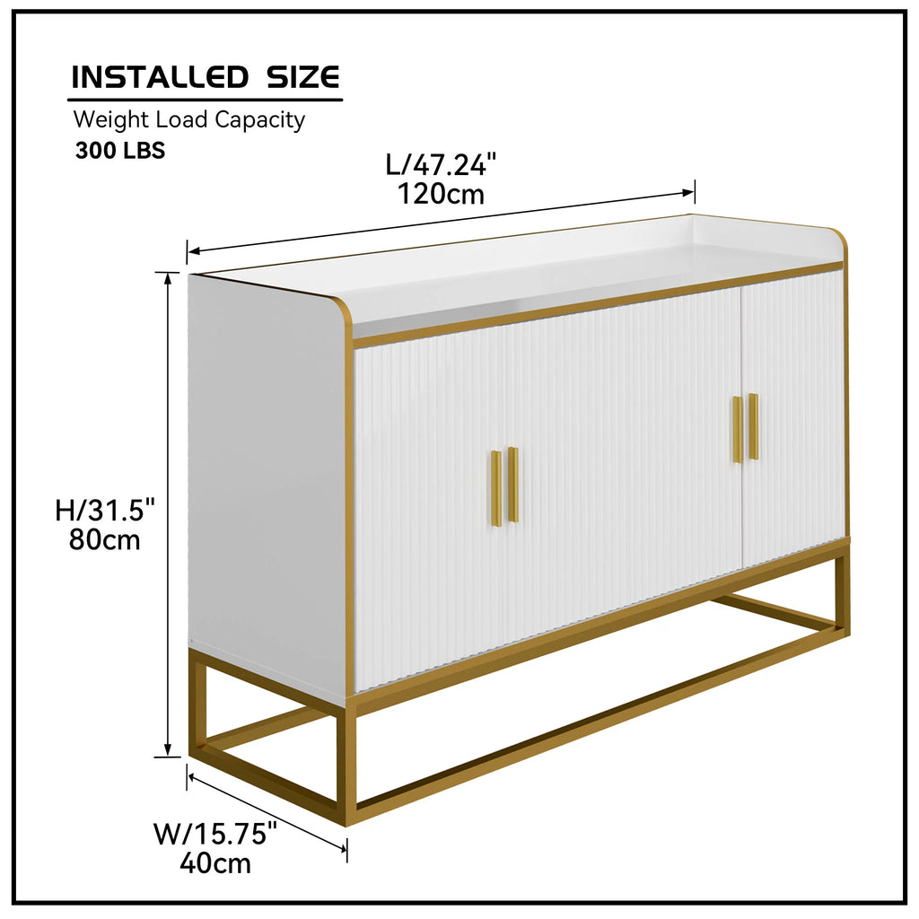 White Gloss Storage Cabinet with Metal Legs M3659