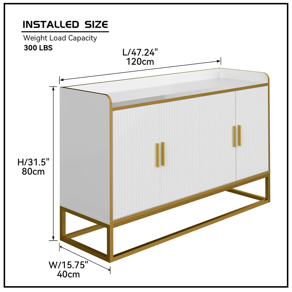 White Gloss Storage Cabinet with Metal Legs M3659