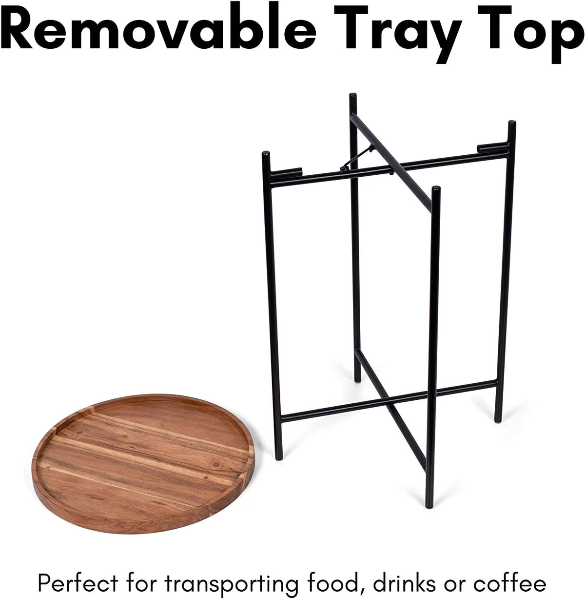 Folding Side Table with Removable Wood Tray D604128