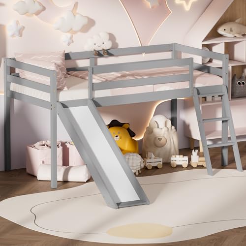 Twin Wood Bunk Bed with Slide and Ladder M85406