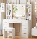 White Vanity Desk Table with Lighted Mirror L7722