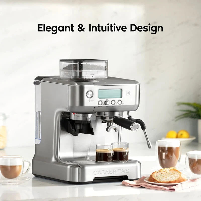 20 Bar Espresso Machine with LCD Display, 92 fl oz Water Tank, Silver F8497