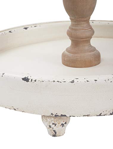 Distressed White 3 Tiered Wood Tray Stand L7443