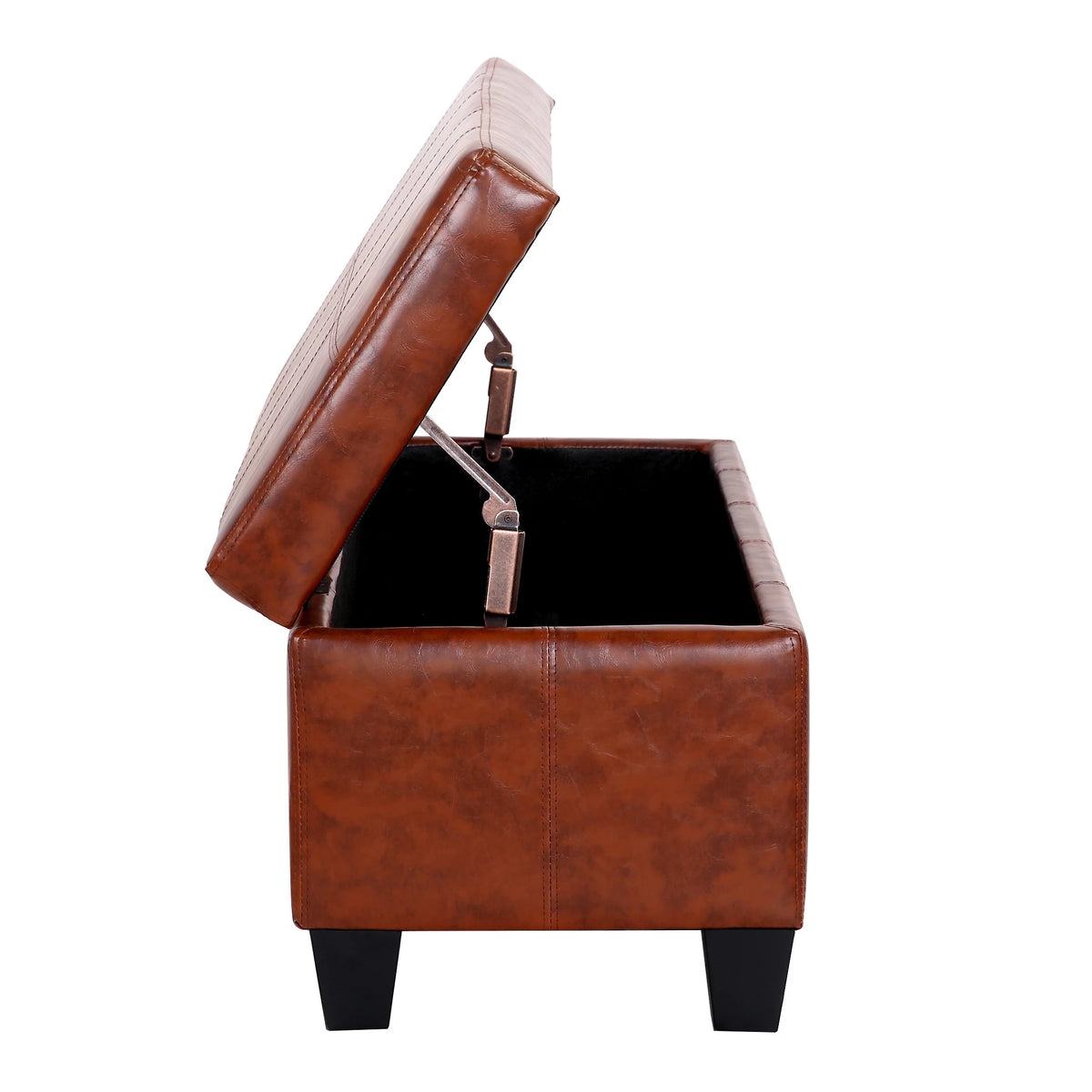 Brown Faux Leather Storage Ottoman Bench E409