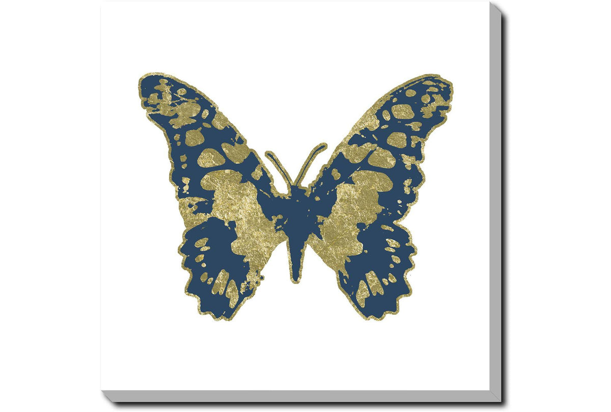 Blue Gold Butterfly Gallery Wrap Canvas 24x22 U9428