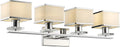 4 Light Chrome Finish White Opal Glass Bath Vanity Wall Fixture 32" Wide H3252
