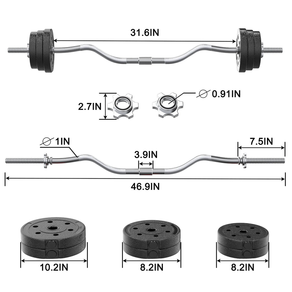 66LB 2 in 1 Adjustable Dumbbell Set with Connecting Rod Black Z82243