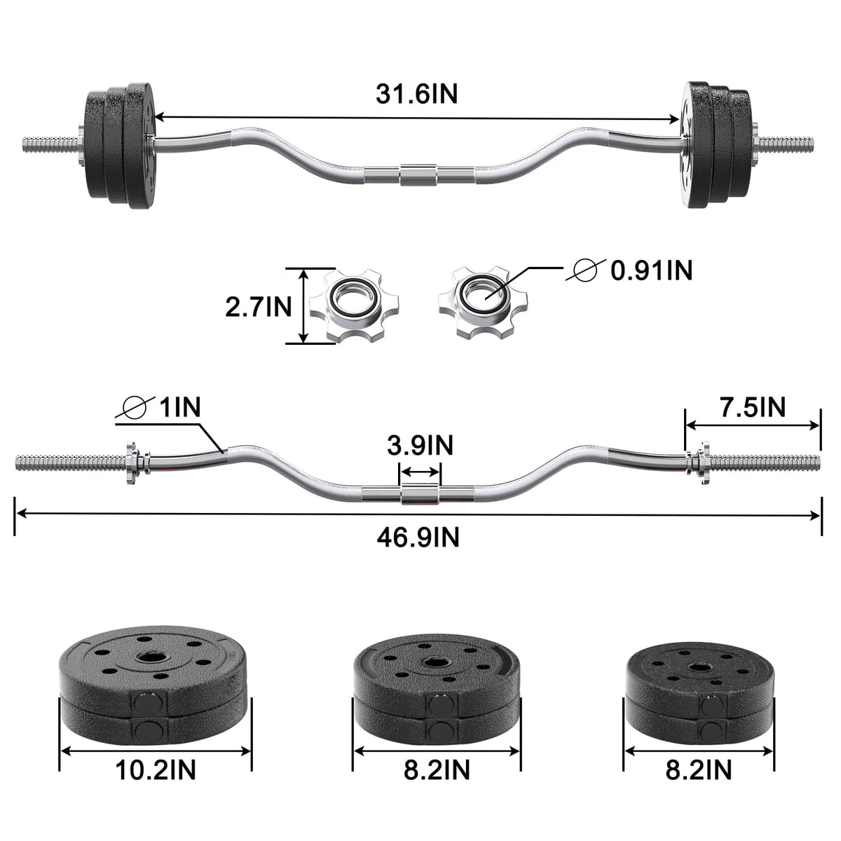 66LB 2 in 1 Adjustable Dumbbell Set with Connecting Rod Black Z82243