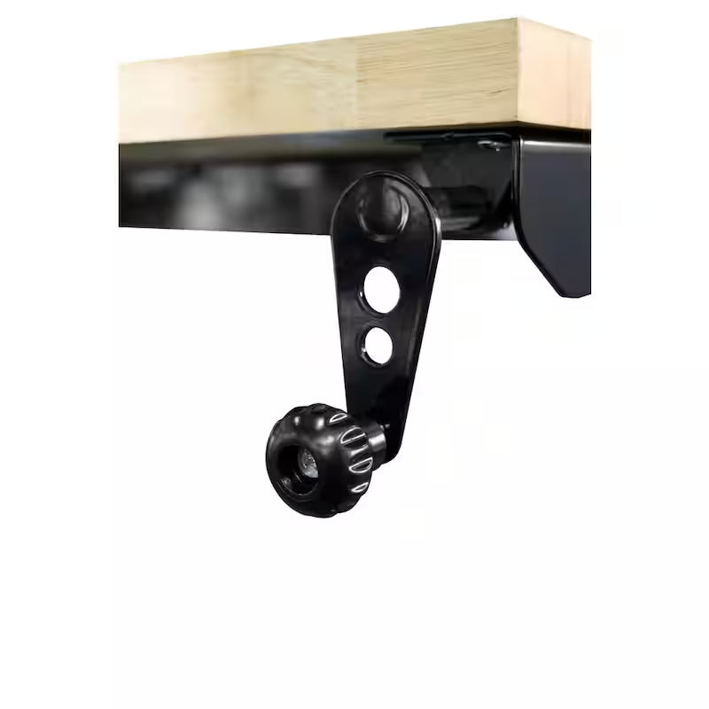 Black Adjustable Height Solid Wood Top Workbench Table F75179