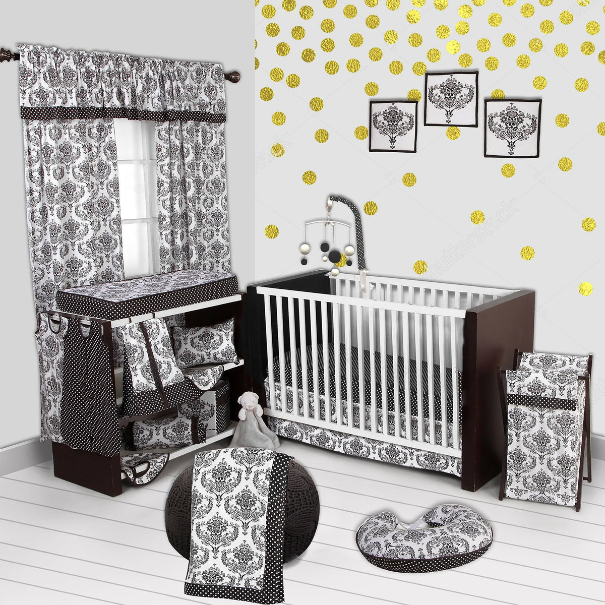 White/Black 10 PC Crib Set W482