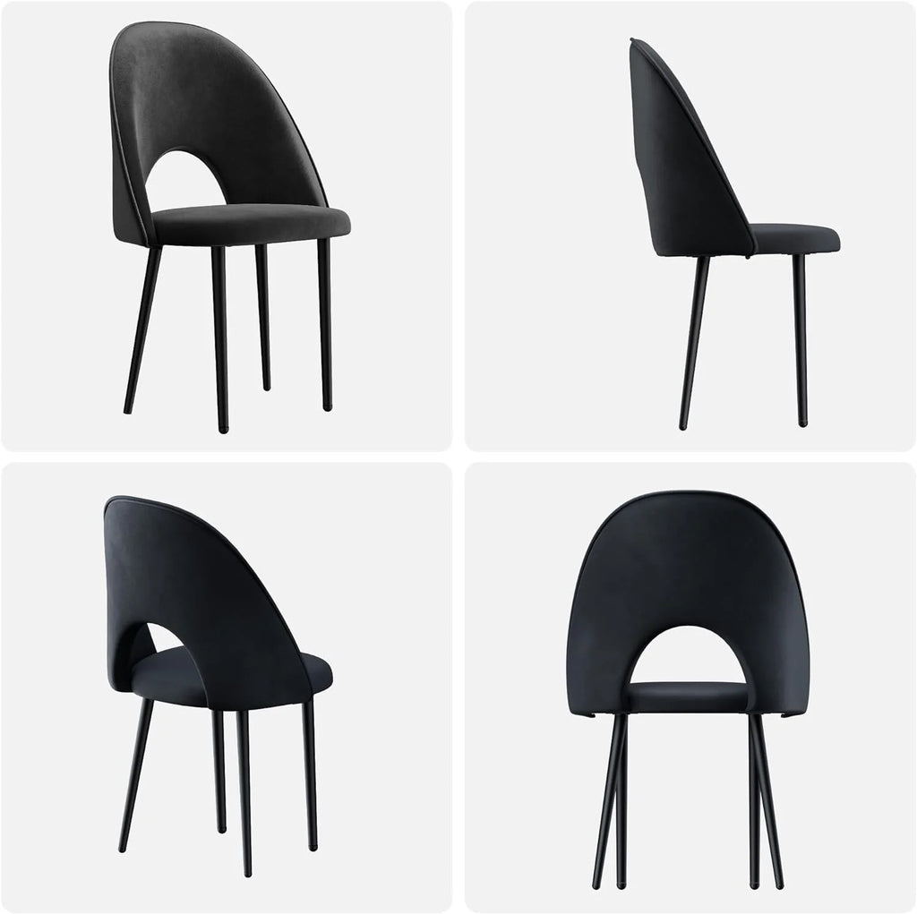 Black Velvet Upholstered Dining Chairs Set of 4 T43393