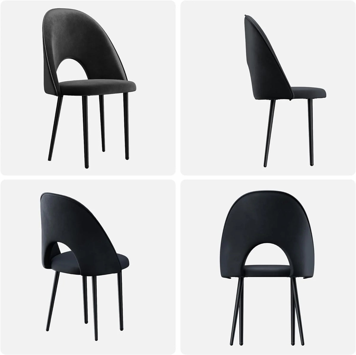 Black Velvet Upholstered Dining Chairs Set of 4 T43393