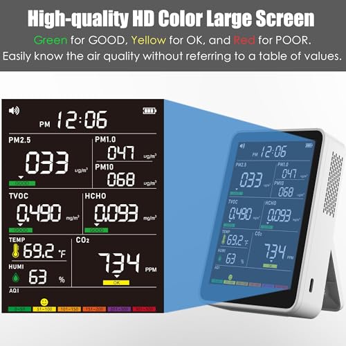 Indoor Air Quality Monitor with AQI Beep Alarms Z6942