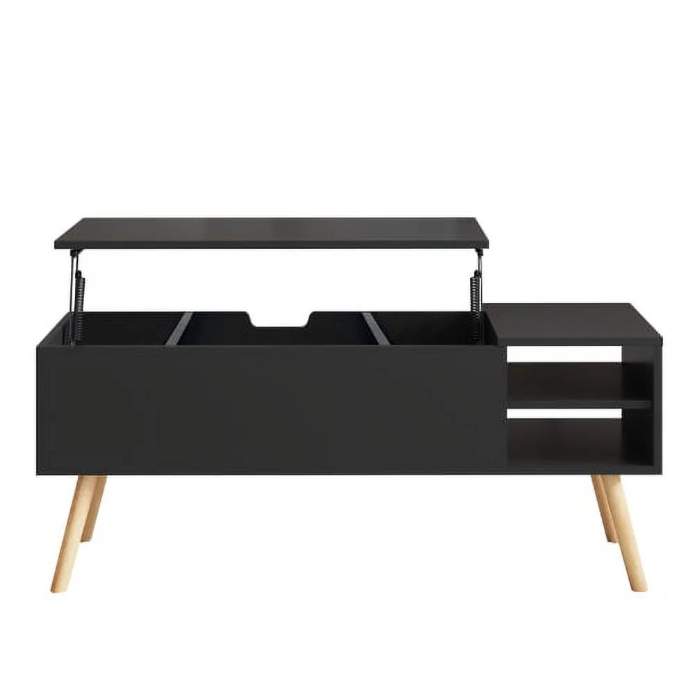 Black Solid Wood Coffee Table with Storage D8686