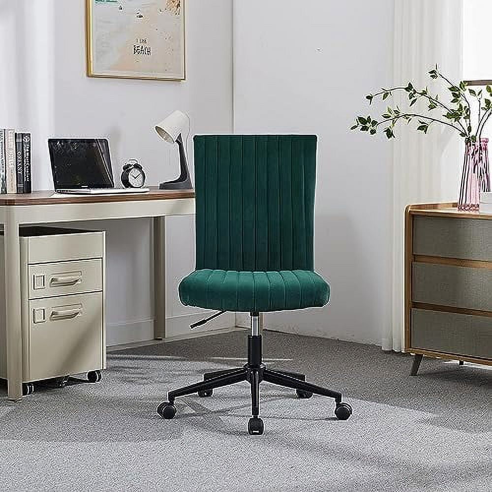 Velvet Armless Office Chair with Rolling Wheels U11705