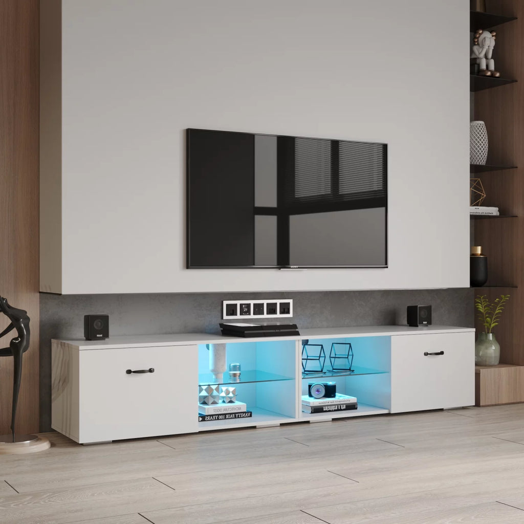 White TV Stand with Double Aluminum Lamp G89147