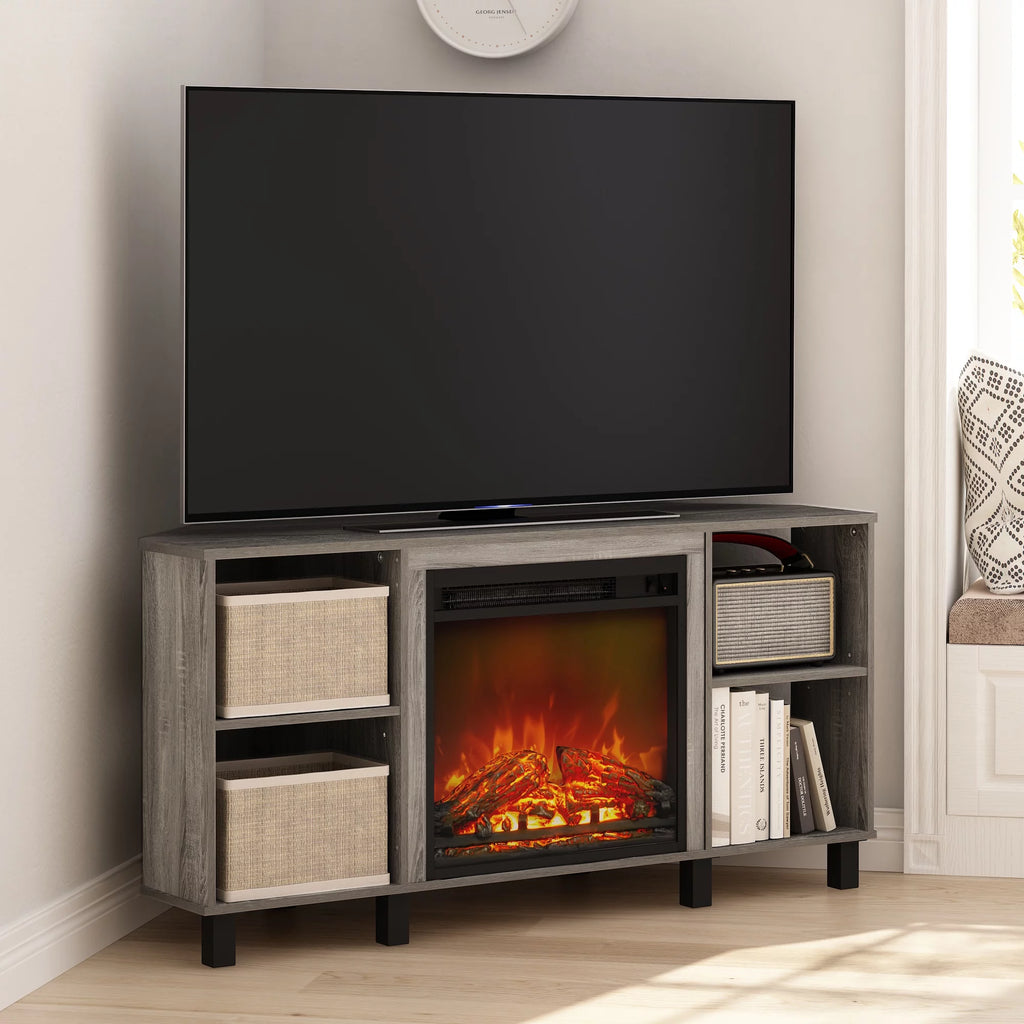 Corner Fireplace TV Stand with Metal Leg for TV up to 55 Inches K198