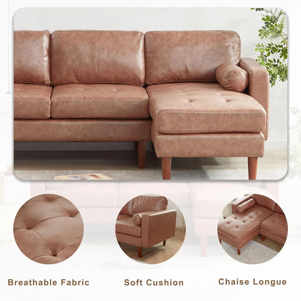 Brown L Shaped Sectional Sofa with Reversible Chaise B635