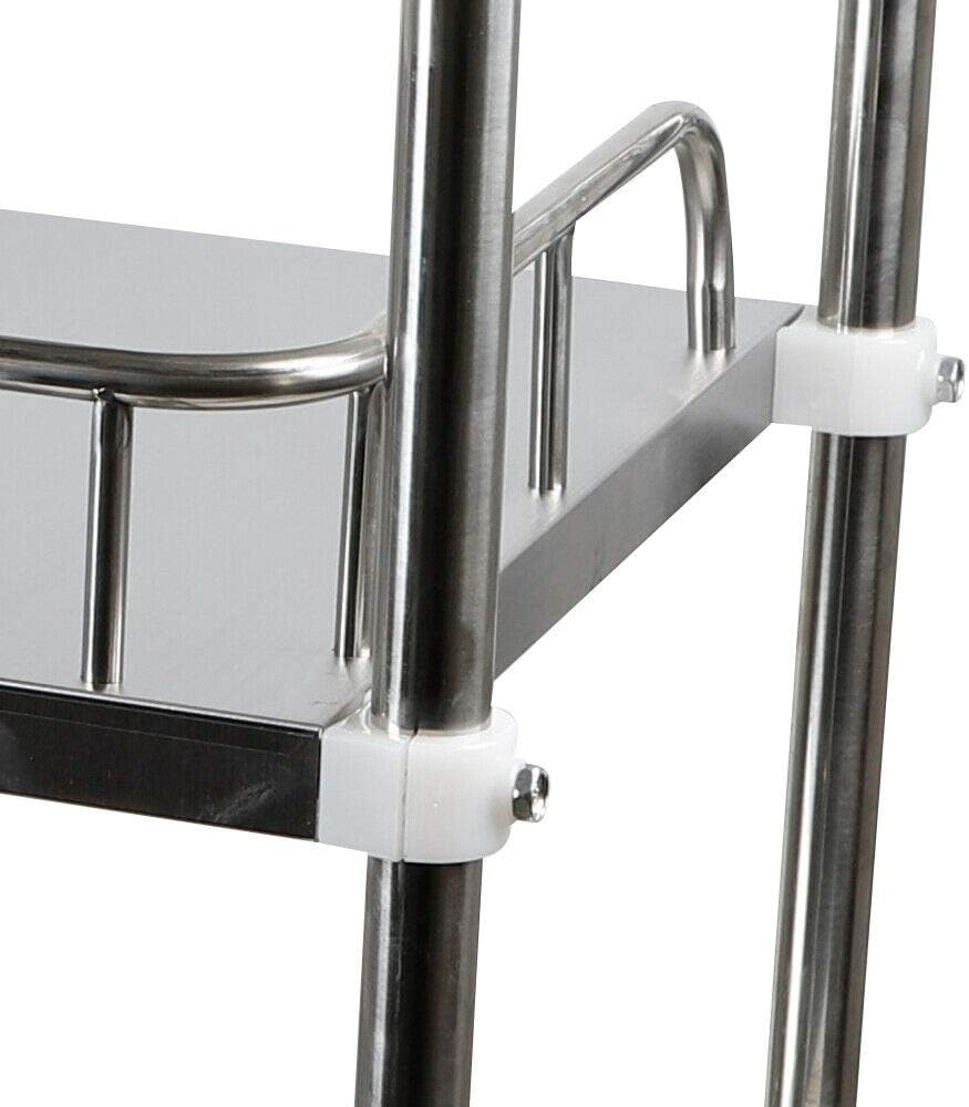 3 Layers Stainless Steel Cart Trolley with Lockable Wheels J563