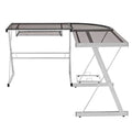 51x22 Glass and Steel L Shaped Computer Desk F689793