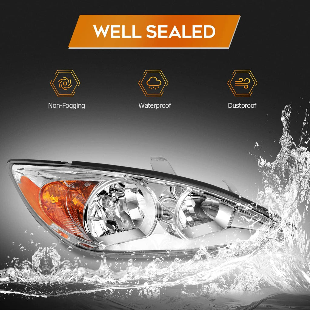 Chrome Housing Amber Reflector Clear Lens Headlight Assembly N81629