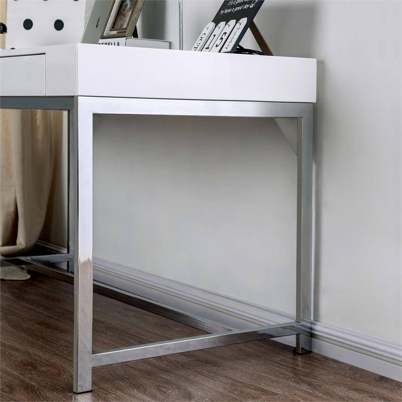 White Wood 2 Drawer Writing Desk with USB S19224