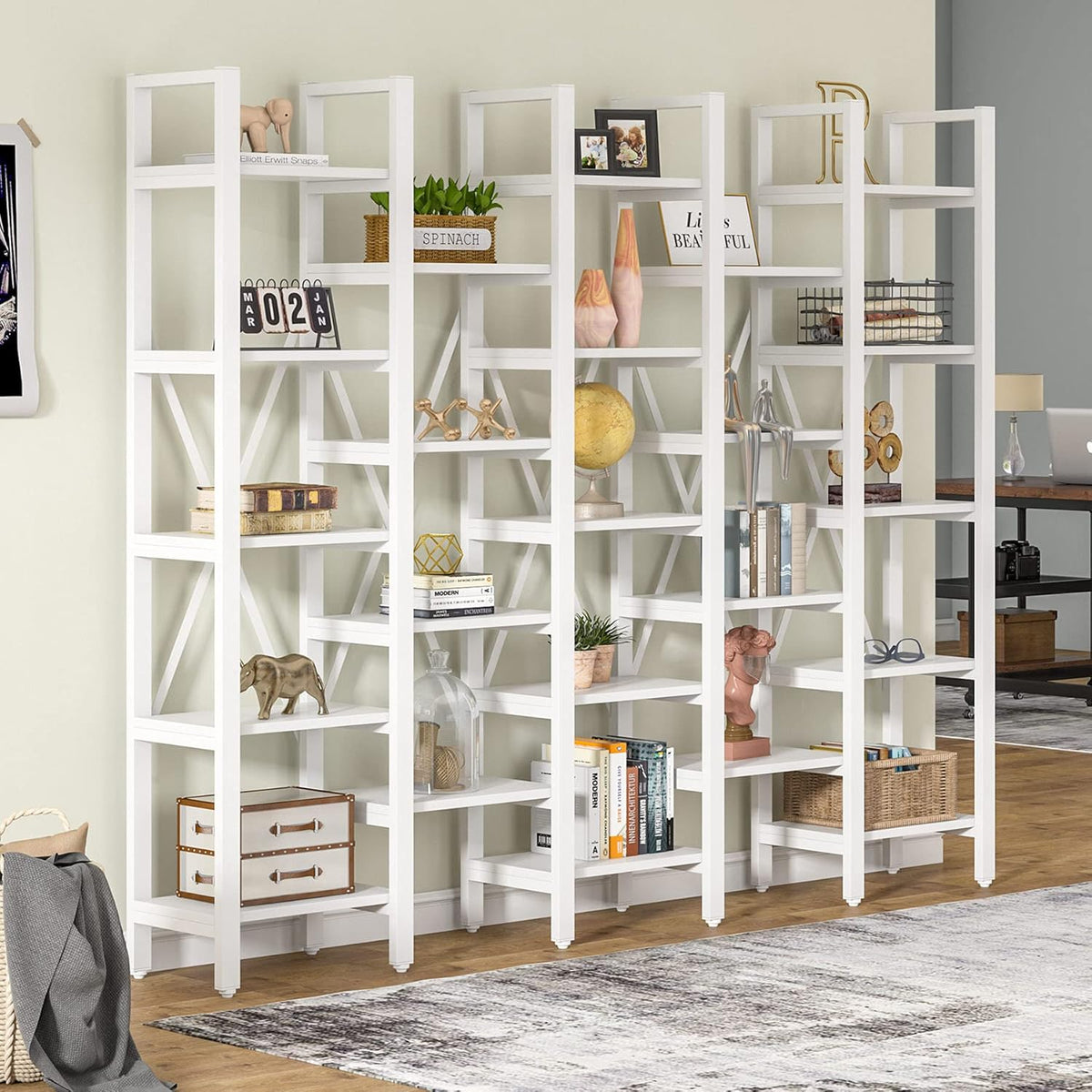 86 Inch 5 Tier Bookcase with 23 Shelves O469194