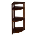 Mocha Walnut Wood 3-Shelf Foldable Corner Bookcase Y18183