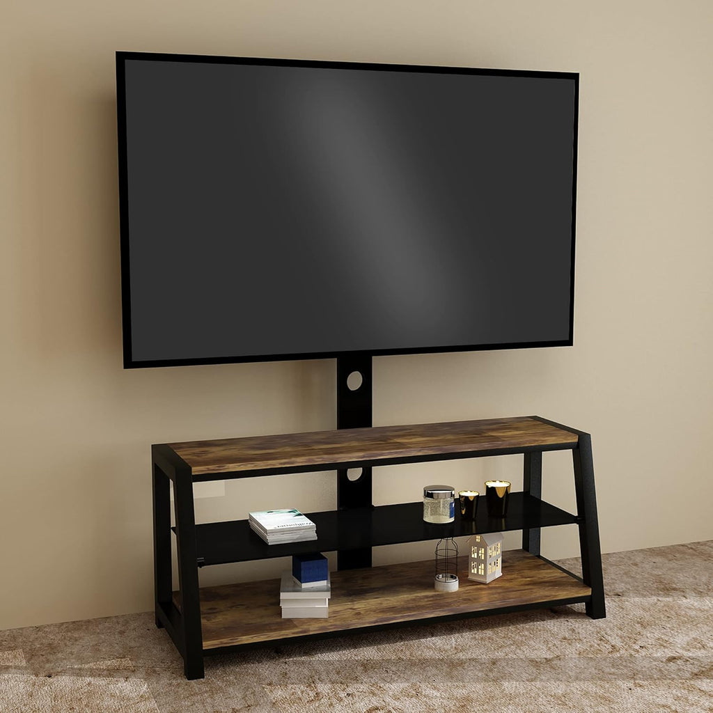 Angle and Height Adjustable Swivel TV Stand with Shelves K78920