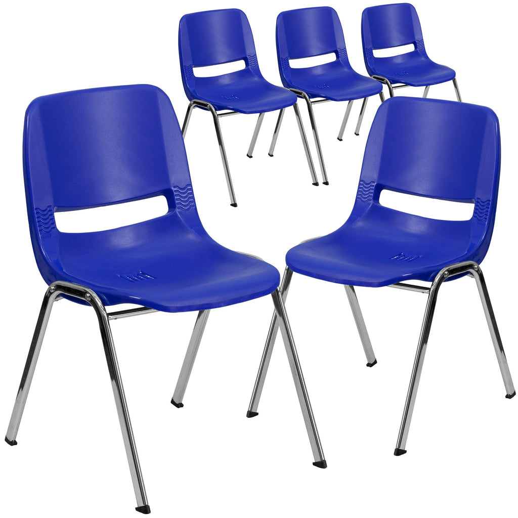5 Pack Navy Plastic Stack Chair I9699