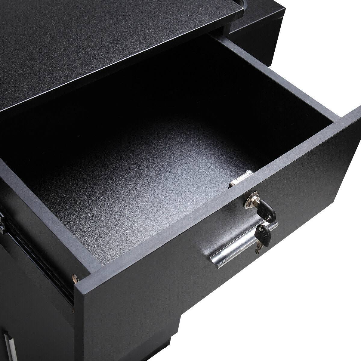 Black Locking Salon Storage Cabinet with Hair Dryer Holder Drawer U557538