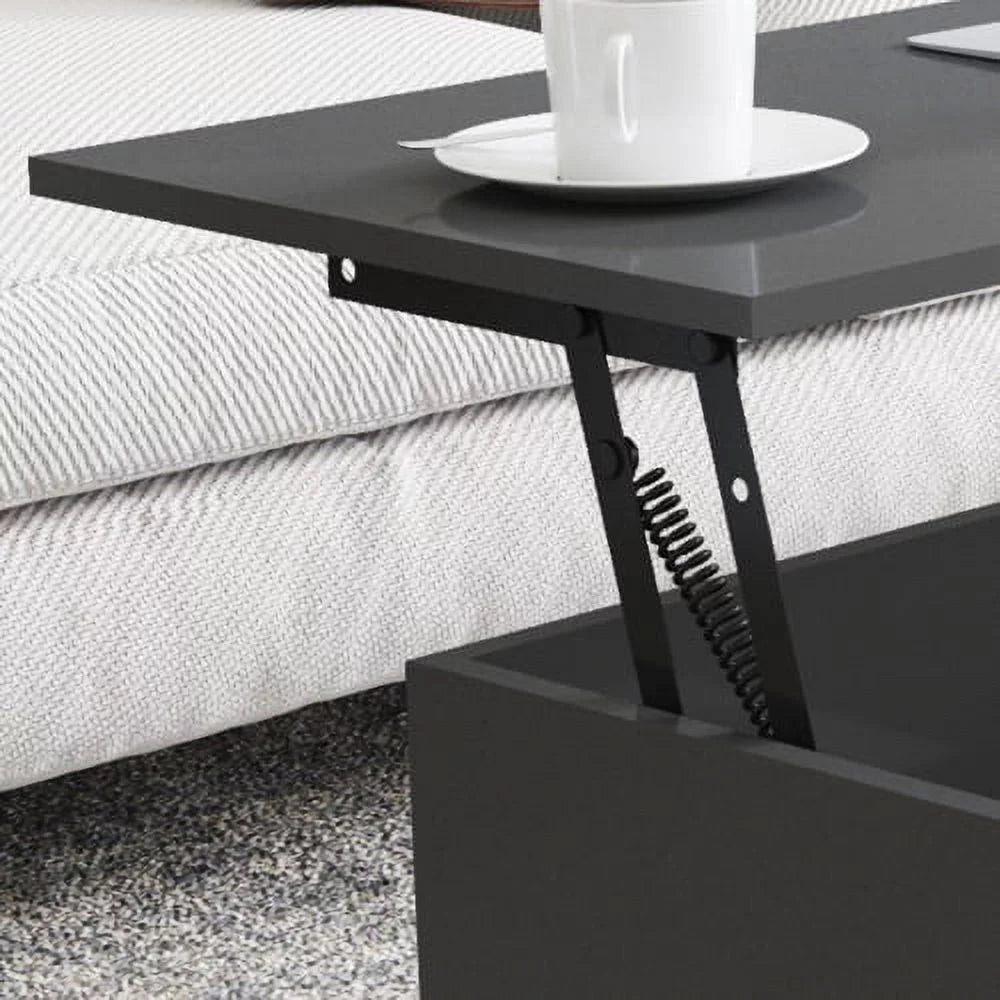 Black Solid Wood Coffee Table with Storage D8686