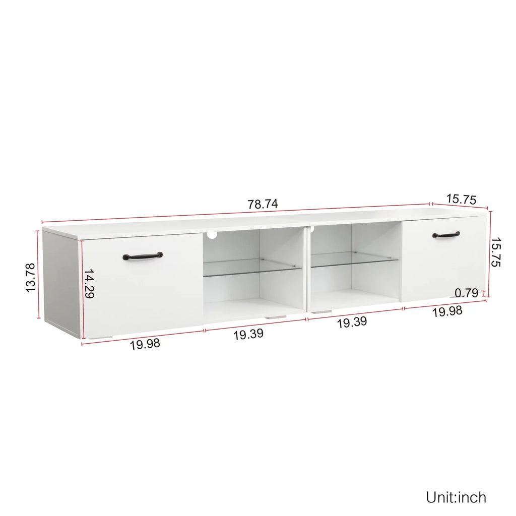White TV Stand with Double Aluminum Lamp G89147