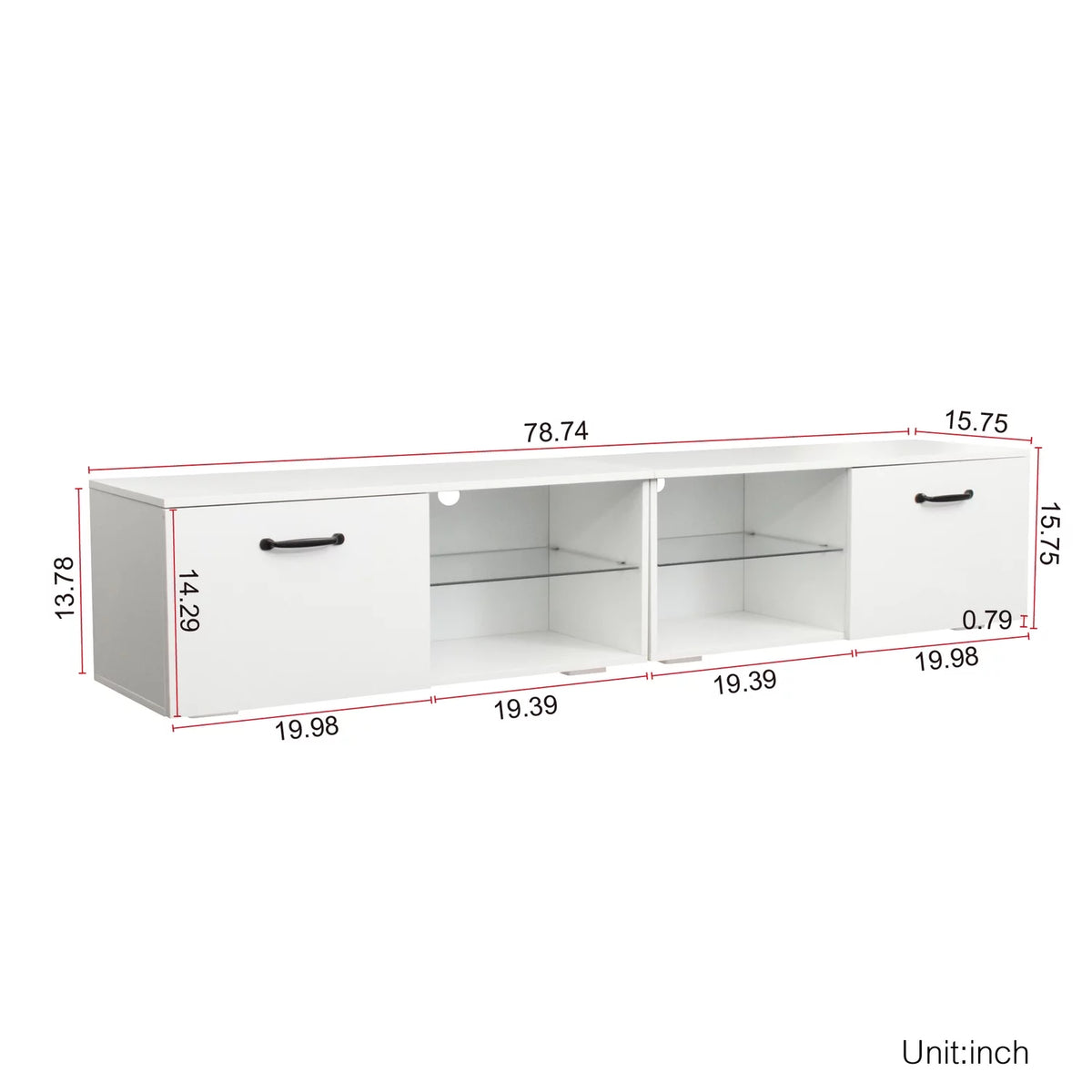 White TV Stand with Double Aluminum Lamp G89147