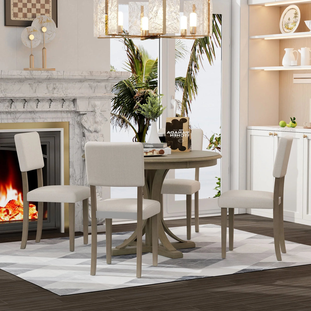 5-Piece Round Dining Table Set with Chairs K32101