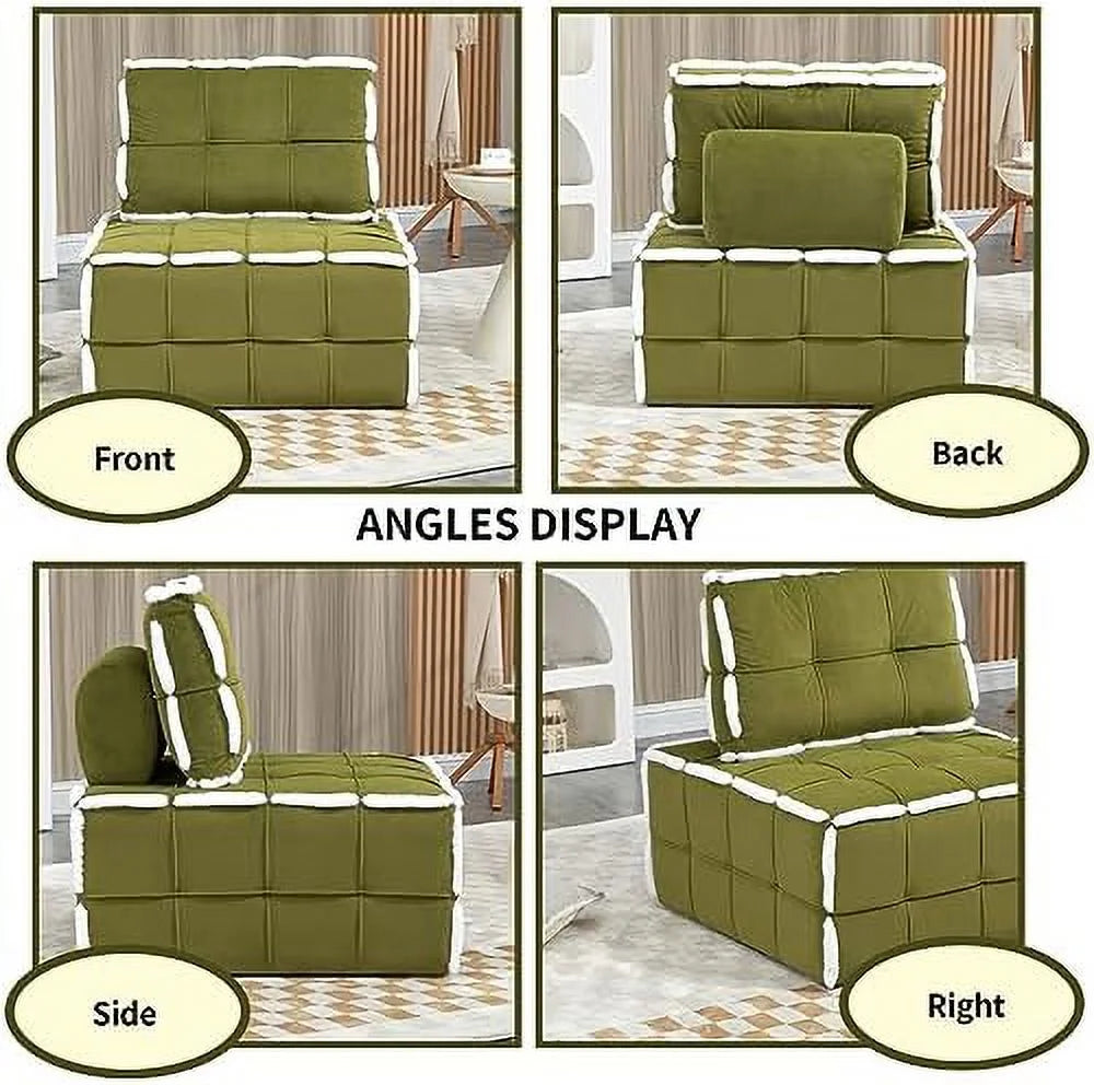 Khaki Teddy Upholstered Barrel Accent Chair with Pillow Z1664